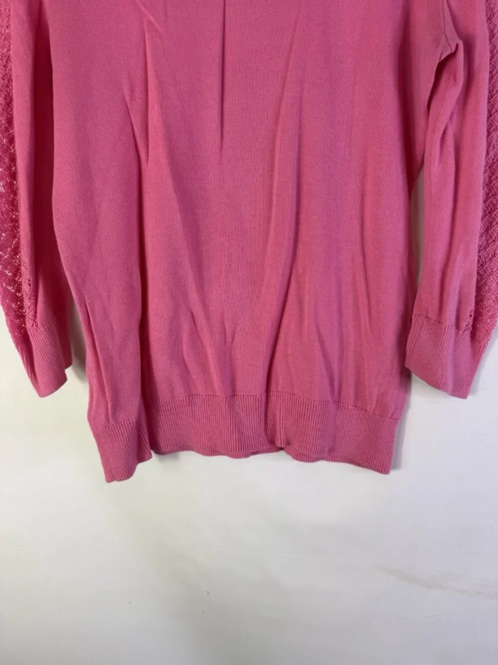 Lilly Pulitzer Sweater Cotton Lightweight Crochet Contrast - Picture 10 of 11